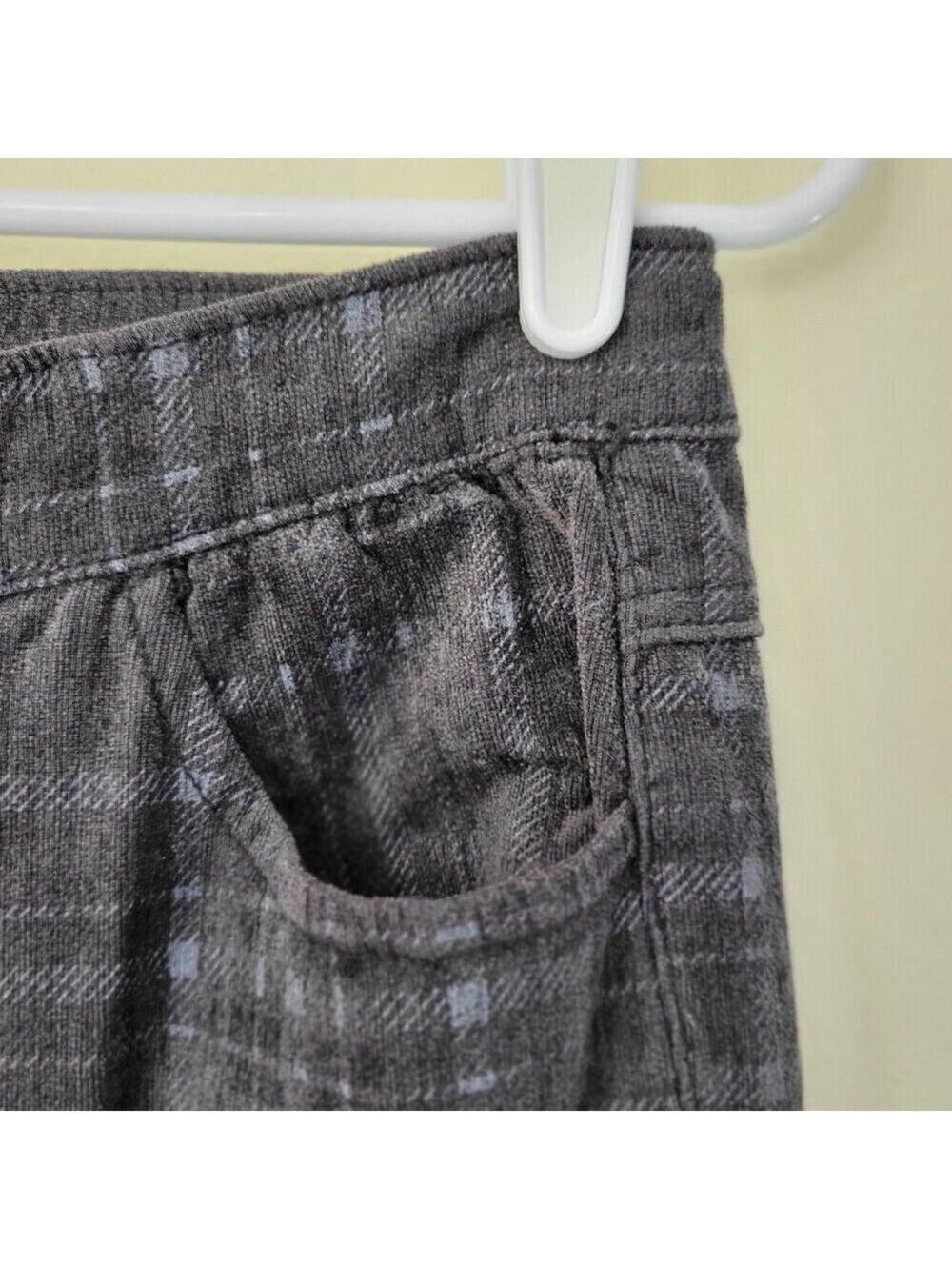 Charlie B Velour Pull On Drawstring Straight Leg Pants Gray Plaid Women's Size S - Picture 4 of 10